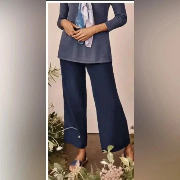 Women’s J.Jill Wide leg Cropped Blue Pants Size Small EUC - Picture 1 of 7